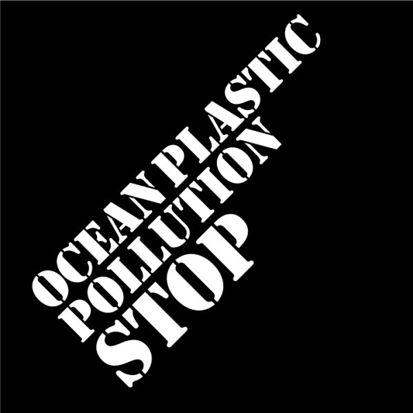 画像1: OCEAN PLASTIC POLLUTION STOP【 カッティングステッカー 】ホワイト【S】 (1)